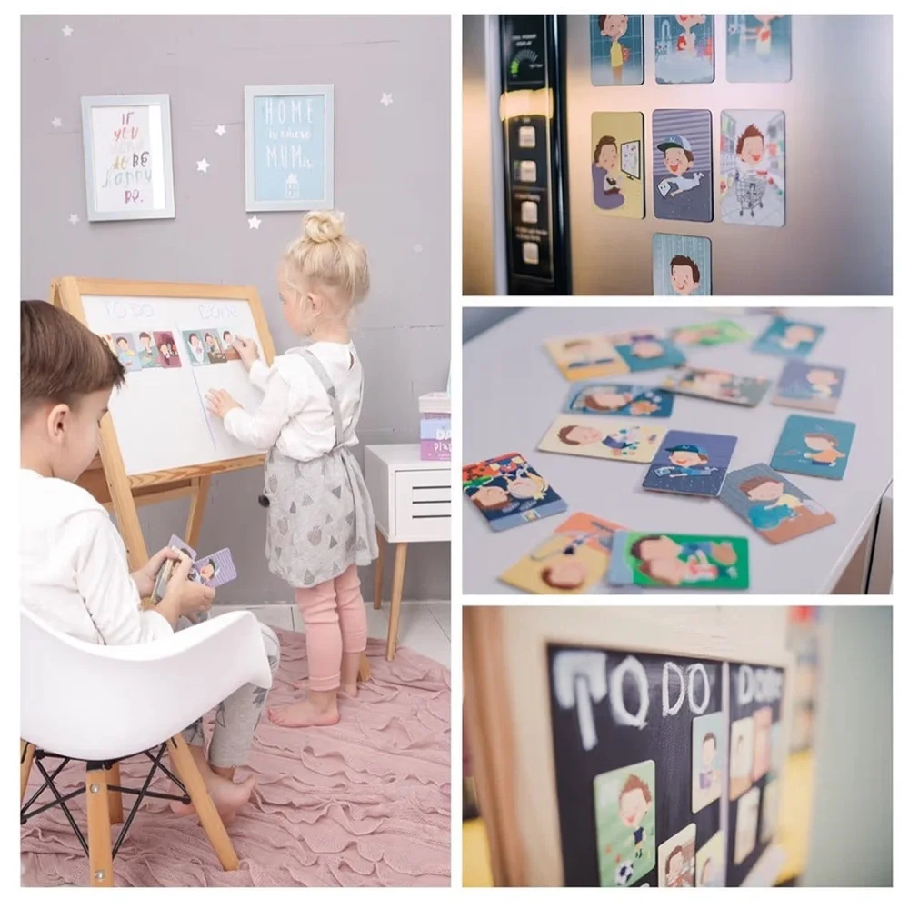 ••NEW OKID Magnetic Picture Cards Kids Visual Schedule Daily Routines Girls